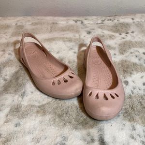Pink crocs flats size 9